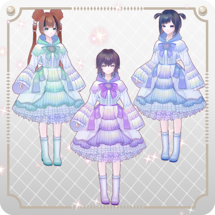 【VRoid Dress Set】ハイドランジアドレス6色Hydrangea Dress, 6 Colors