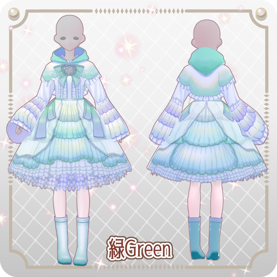 【VRoid Dress Set】ハイドランジアドレス6色Hydrangea Dress, 6 Colors