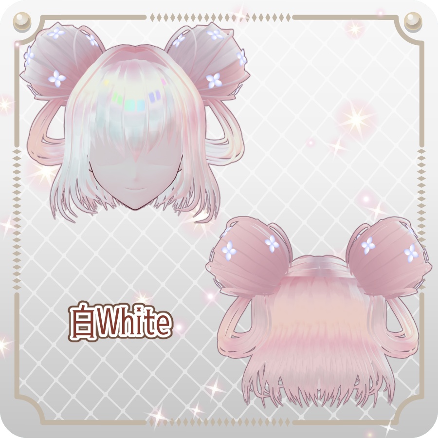 【VRoid hair preset】ハイドランジアお団子ショートカット6色Hydrangea Bun Short Hairstyle in 6 Colors
