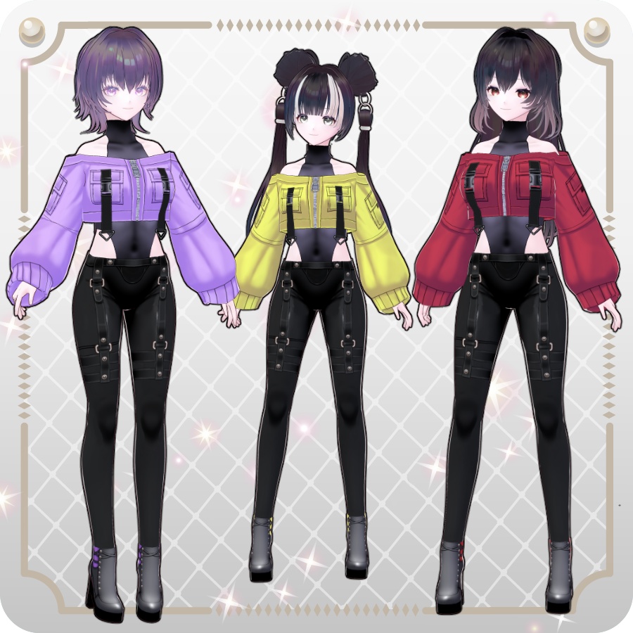 【VRoid Dress Set】サイバーパンク オフショルジャケット12色Cyberpunk Off-Shoulder Jacket (12 Colors)