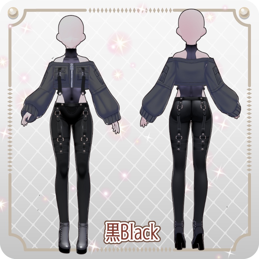 【VRoid Dress Set】サイバーパンク オフショルジャケット12色Cyberpunk Off-Shoulder Jacket (12 Colors)