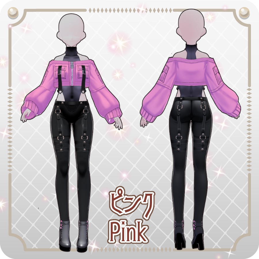【VRoid Dress Set】サイバーパンク オフショルジャケット12色Cyberpunk Off-Shoulder Jacket (12 Colors)