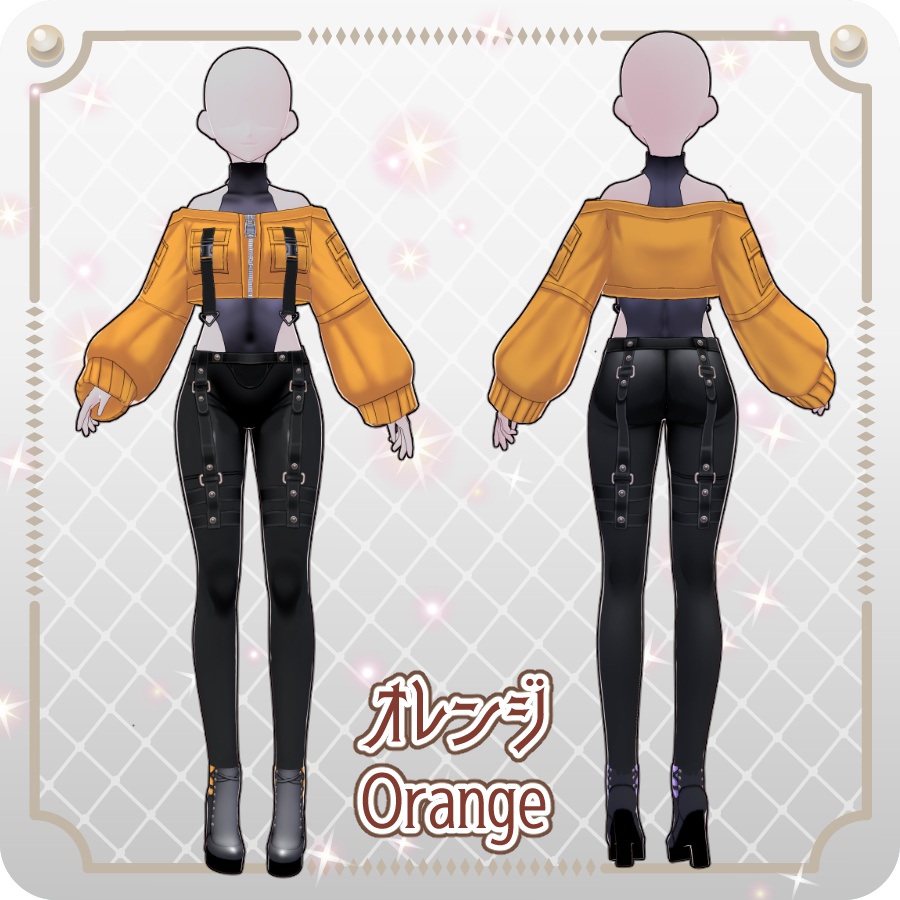 【VRoid Dress Set】サイバーパンク オフショルジャケット12色Cyberpunk Off-Shoulder Jacket (12 Colors)