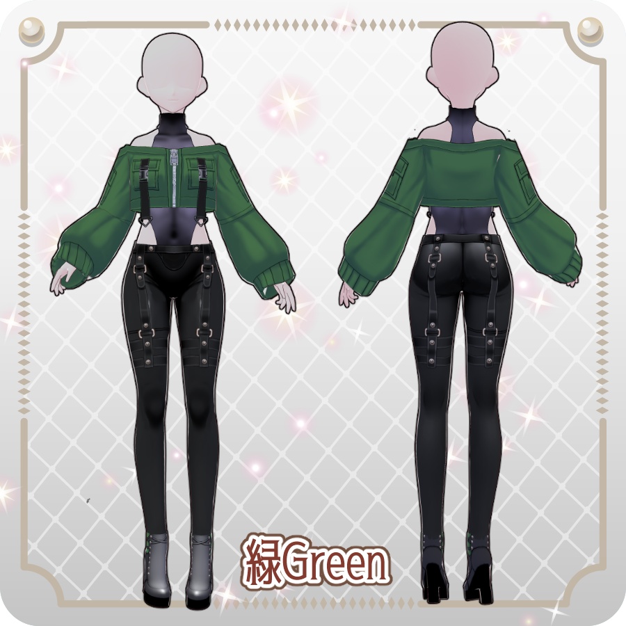 【VRoid Dress Set】サイバーパンク オフショルジャケット12色Cyberpunk Off-Shoulder Jacket (12 Colors)