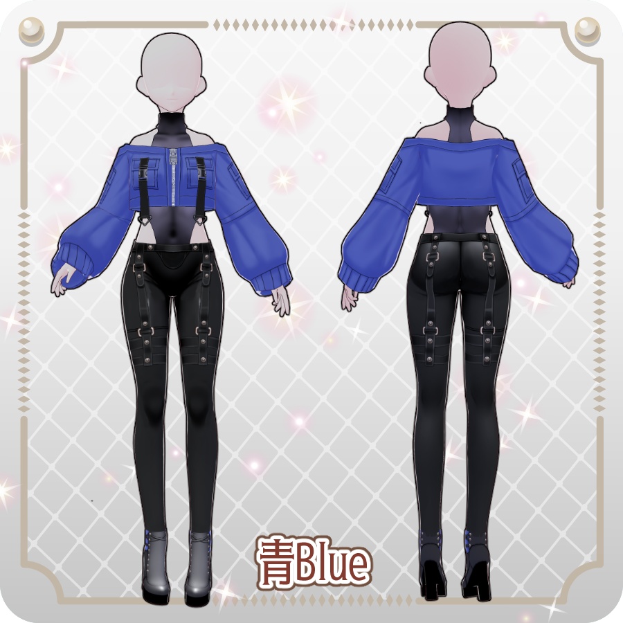 【VRoid Dress Set】サイバーパンク オフショルジャケット12色Cyberpunk Off-Shoulder Jacket (12 Colors)