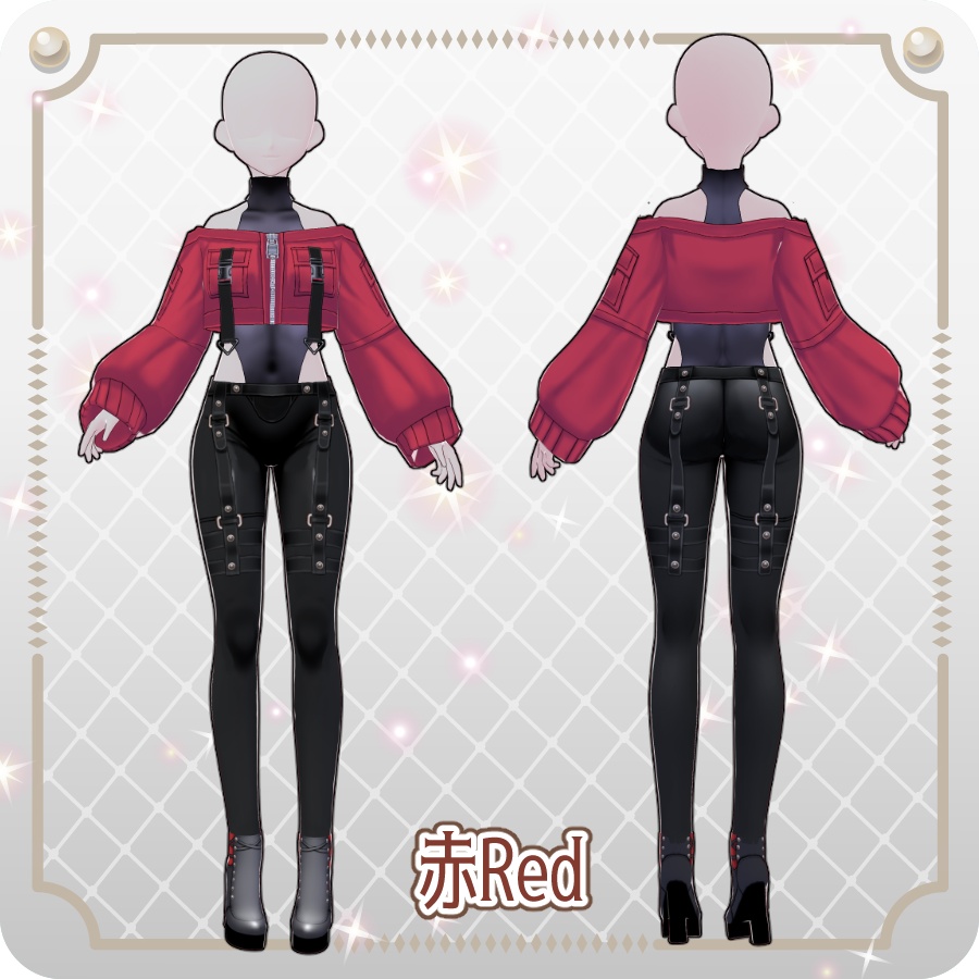 【VRoid Dress Set】サイバーパンク オフショルジャケット12色Cyberpunk Off-Shoulder Jacket (12 Colors)