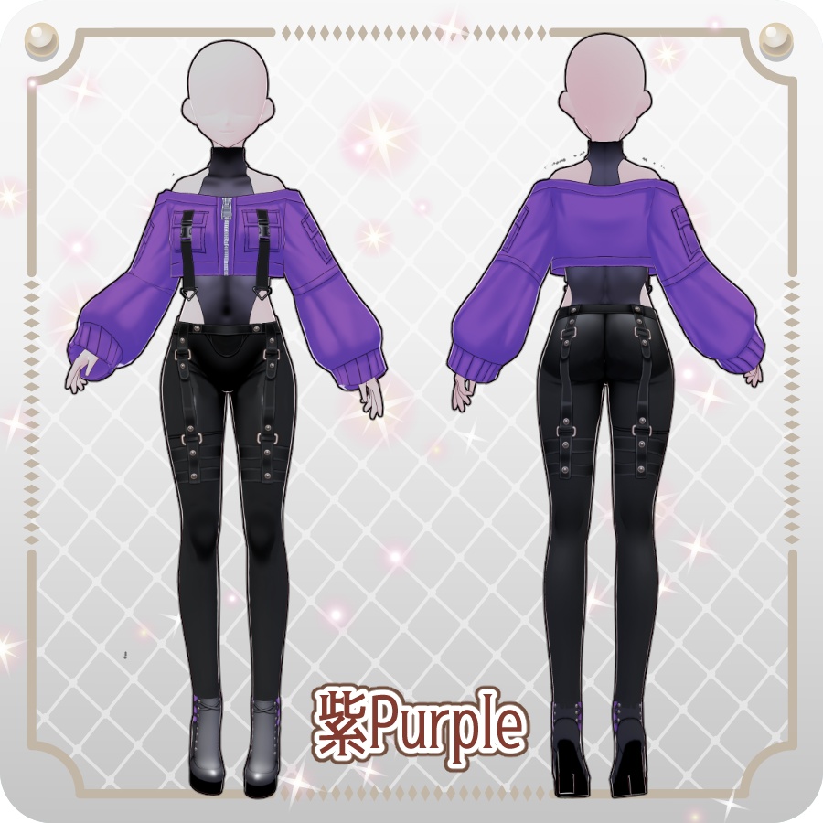 【VRoid Dress Set】サイバーパンク オフショルジャケット12色Cyberpunk Off-Shoulder Jacket (12 Colors)