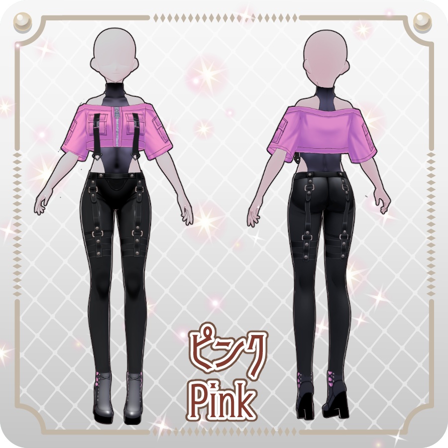 【VRoid Dress Set】サイバーパンク オフショル半袖ジャケット12色Cyberpunk Off-Shoulder Short-Sleeve Jacket (12 Colors)