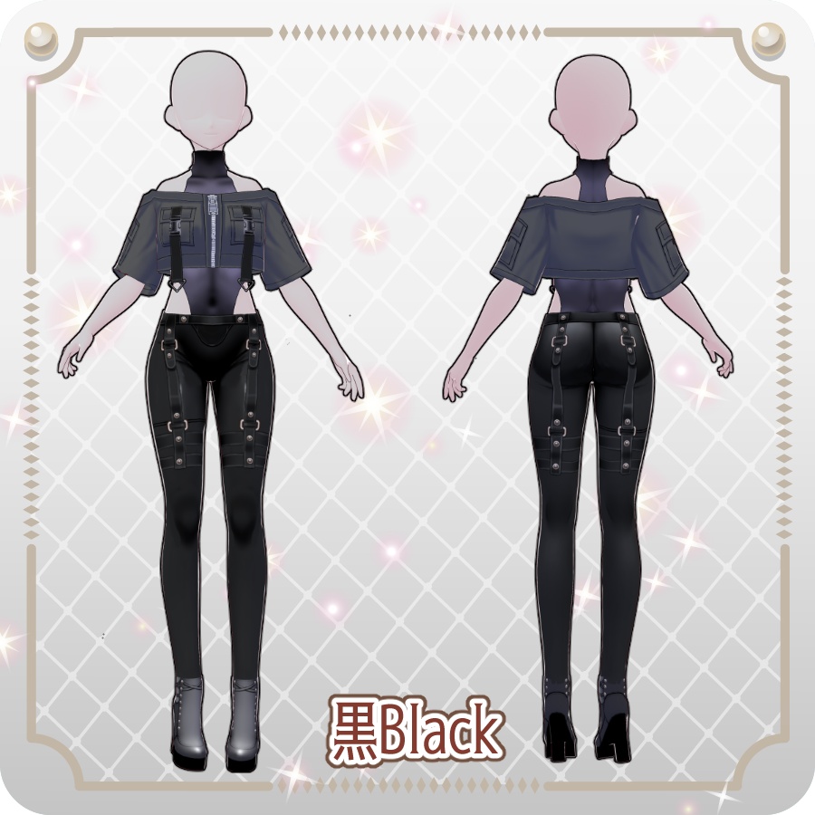 【VRoid Dress Set】サイバーパンク オフショル半袖ジャケット12色Cyberpunk Off-Shoulder Short-Sleeve Jacket (12 Colors)
