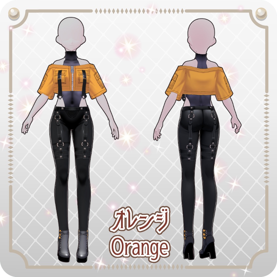 【VRoid Dress Set】サイバーパンク オフショル半袖ジャケット12色Cyberpunk Off-Shoulder Short-Sleeve Jacket (12 Colors)