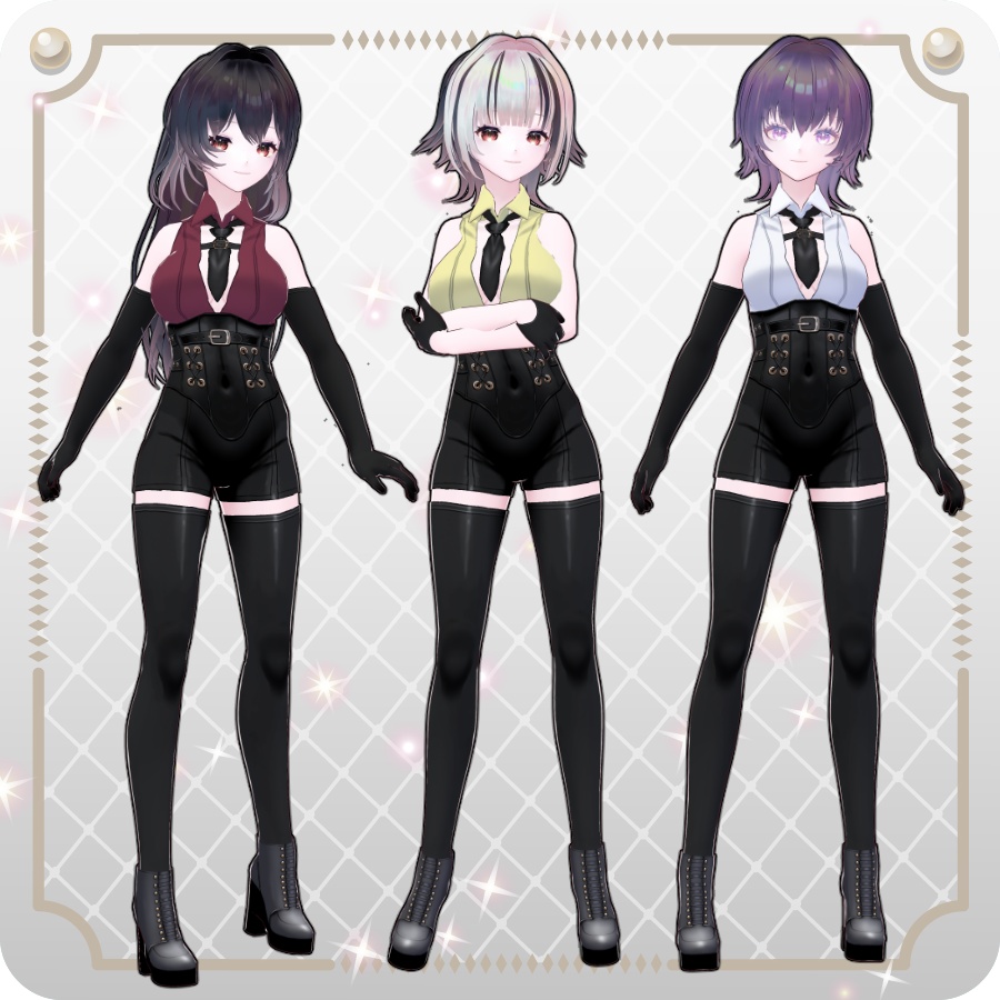 【VRoid Dress Set】ノースリーブ ゴシックセクシースタイル8色Sleeveless Gothic Sexy Style, 8 Colors