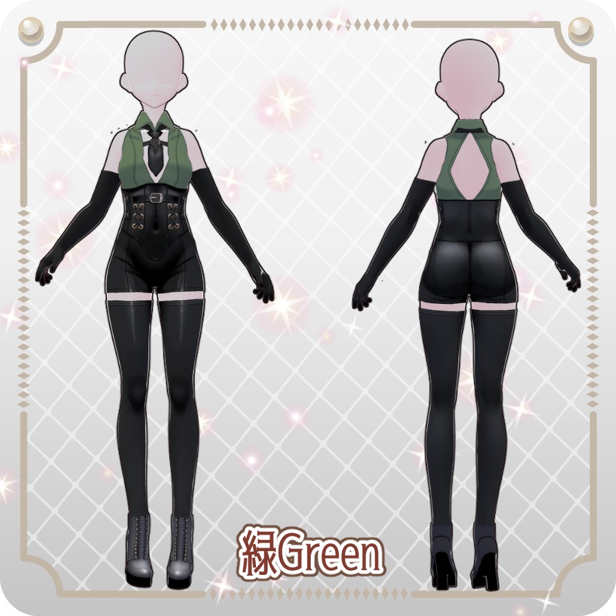 【VRoid Dress Set】ノースリーブ ゴシックセクシースタイル8色Sleeveless Gothic Sexy Style, 8 Colors