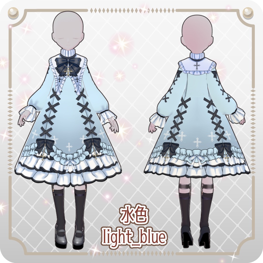 【VRoid Dress Set】ゴシッククロスドレス12色Gothic Cross Dress, 12 Colors