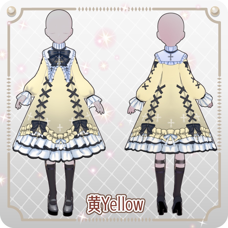 【VRoid Dress Set】ゴシッククロスドレス12色Gothic Cross Dress, 12 Colors