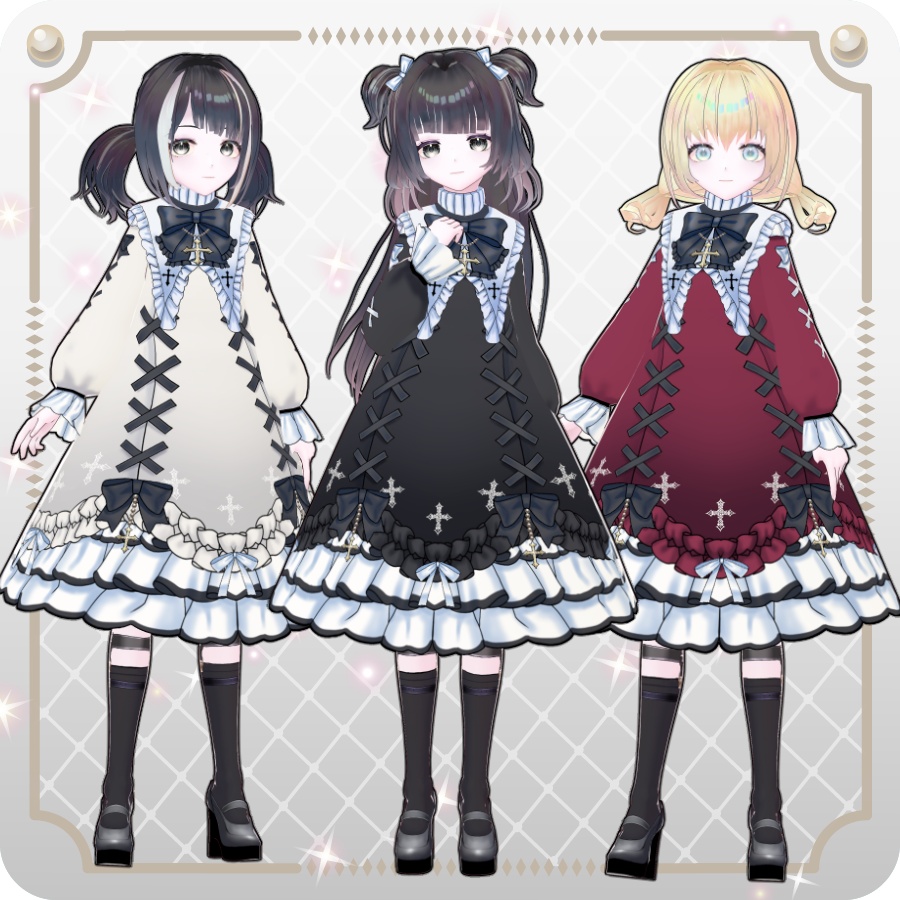 【VRoid Dress Set】ゴシッククロスドレス12色Gothic Cross Dress, 12 Colors
