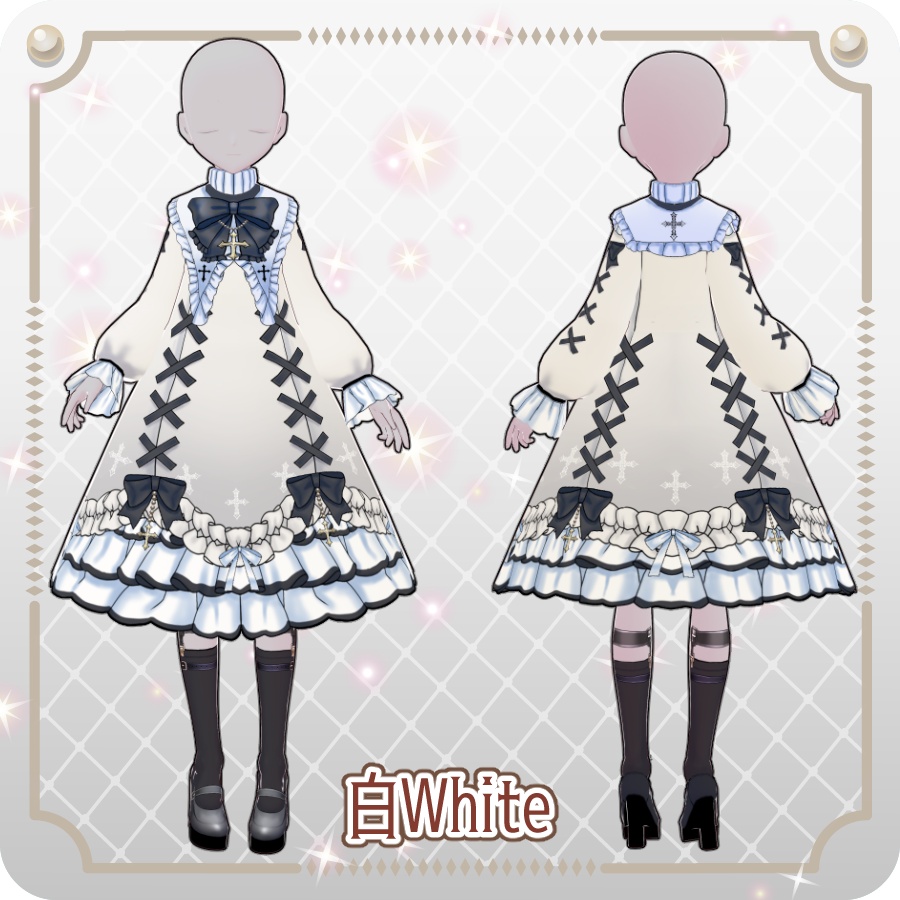 【VRoid Dress Set】ゴシッククロスドレス12色Gothic Cross Dress, 12 Colors