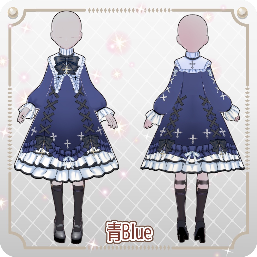 【VRoid Dress Set】ゴシッククロスドレス12色Gothic Cross Dress, 12 Colors