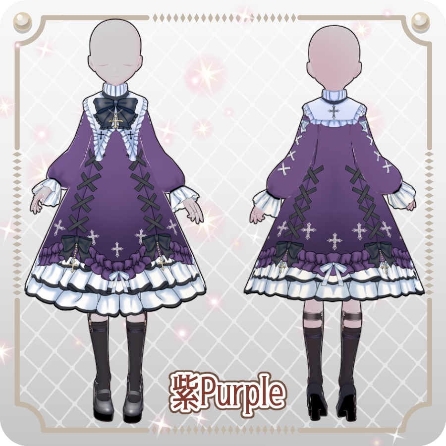 【VRoid Dress Set】ゴシッククロスドレス12色Gothic Cross Dress, 12 Colors
