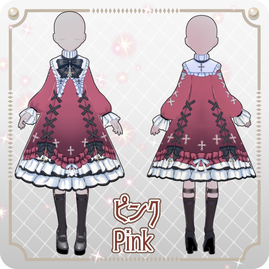 【VRoid Dress Set】ゴシッククロスドレス12色Gothic Cross Dress, 12 Colors
