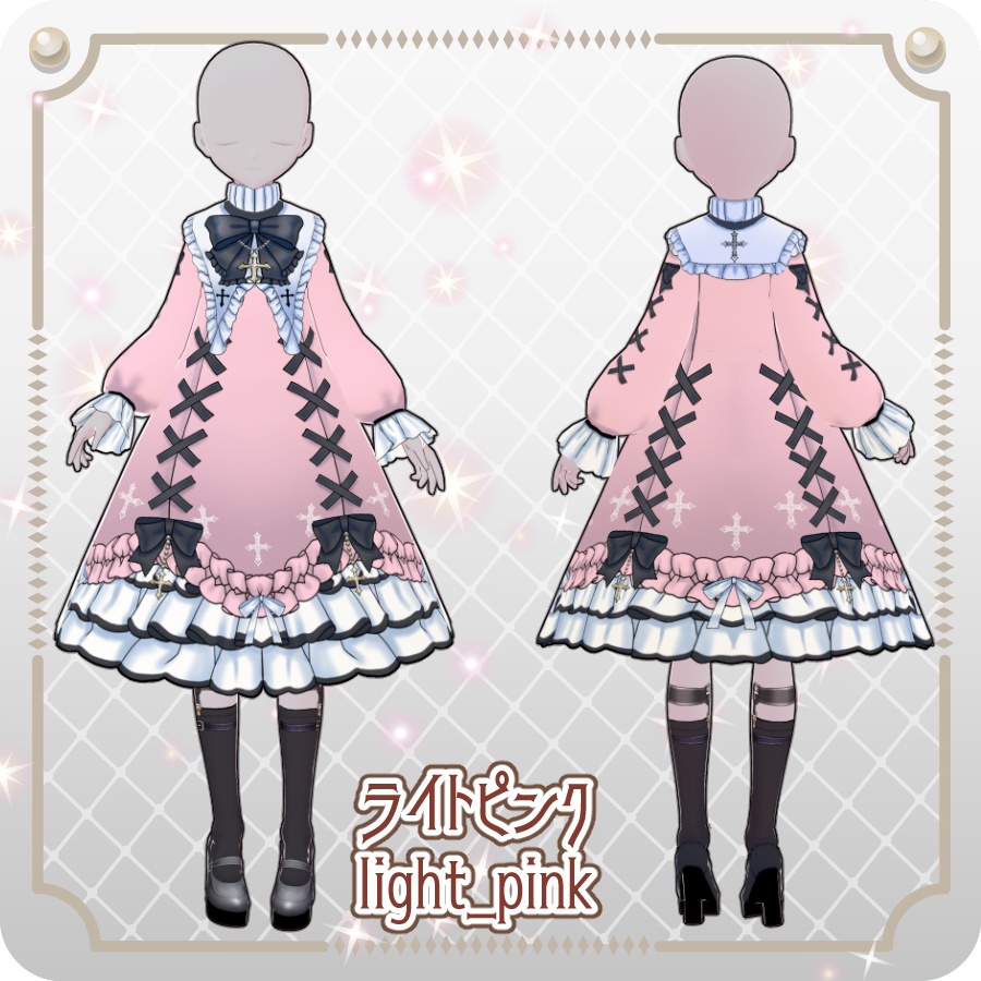 【VRoid Dress Set】ゴシッククロスドレス12色Gothic Cross Dress, 12 Colors