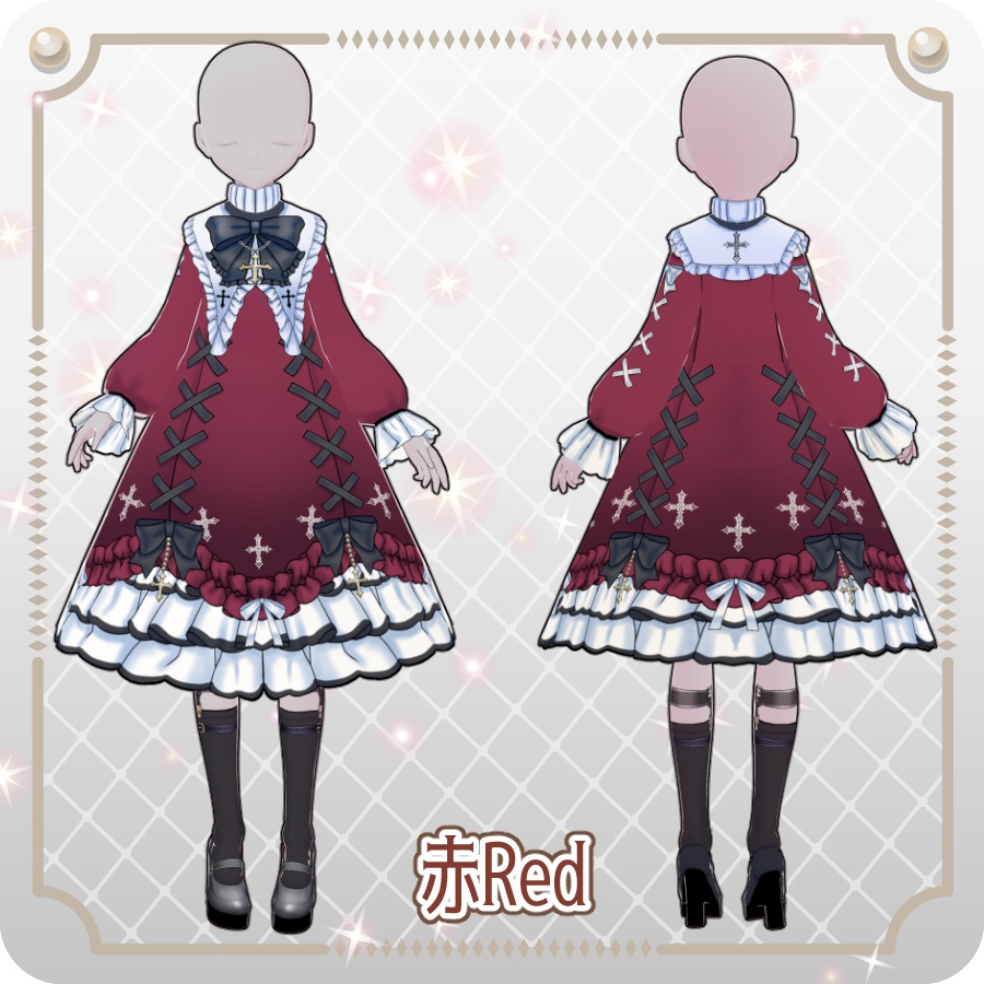 【VRoid Dress Set】ゴシッククロスドレス12色Gothic Cross Dress, 12 Colors
