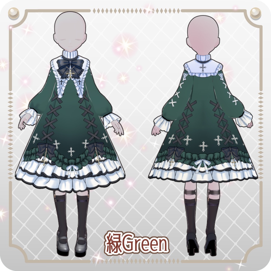 【VRoid Dress Set】ゴシッククロスドレス12色Gothic Cross Dress, 12 Colors