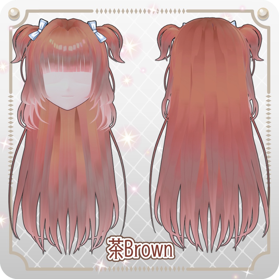 【VRoid hair preset】リボンハーフアップツインテール6色Ribbon Half-Up Twin Tails (6 Colors)