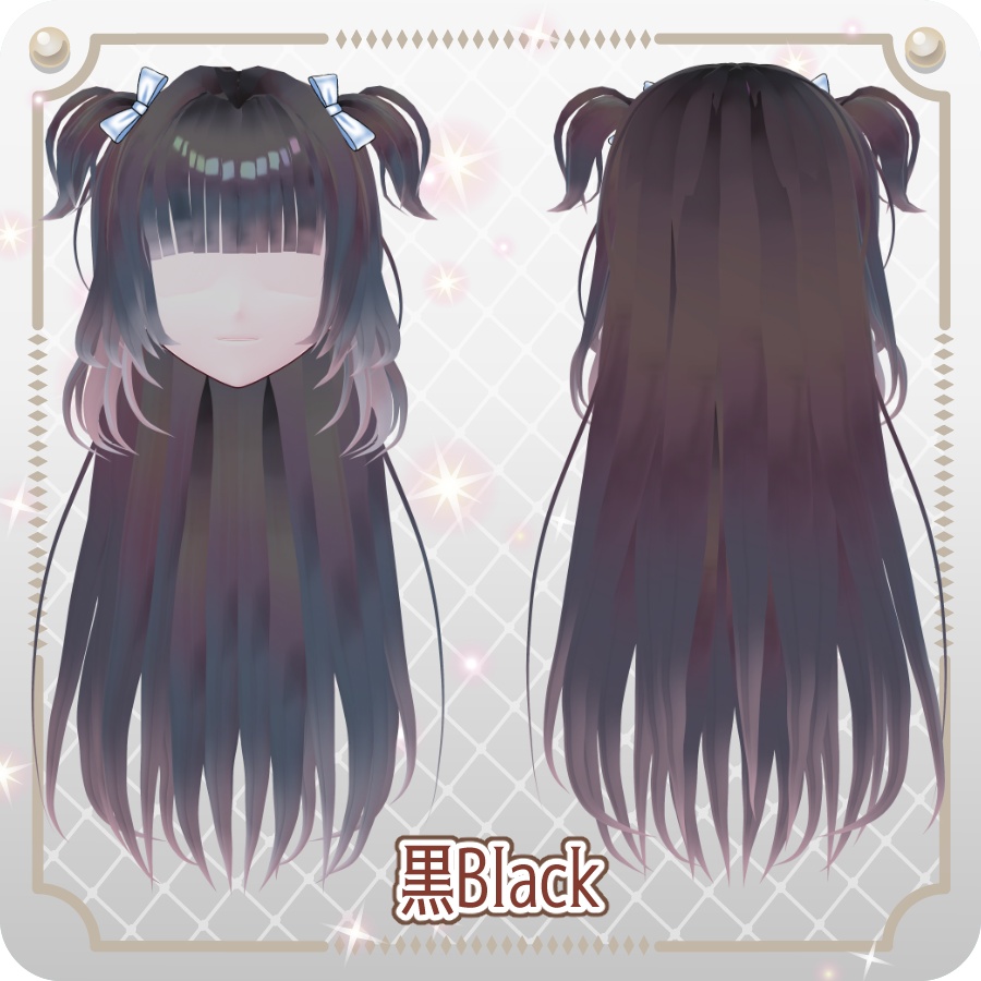 【VRoid hair preset】リボンハーフアップツインテール6色Ribbon Half-Up Twin Tails (6 Colors)
