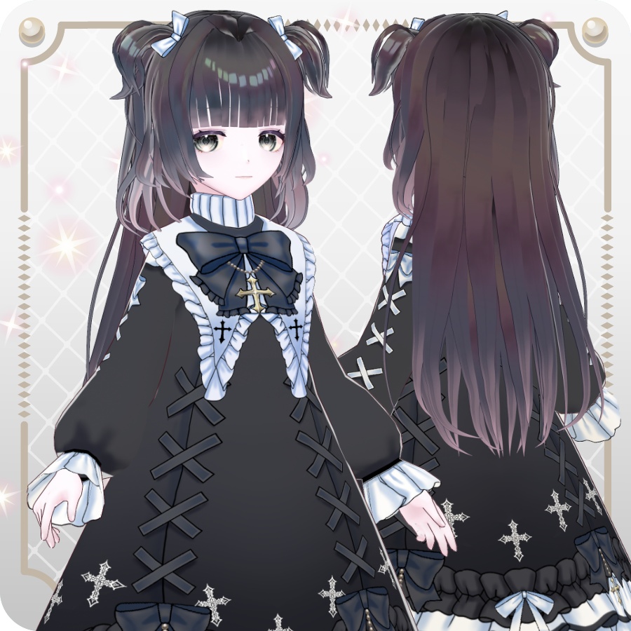【VRoid hair preset】リボンハーフアップツインテール6色Ribbon Half-Up Twin Tails (6 Colors)
