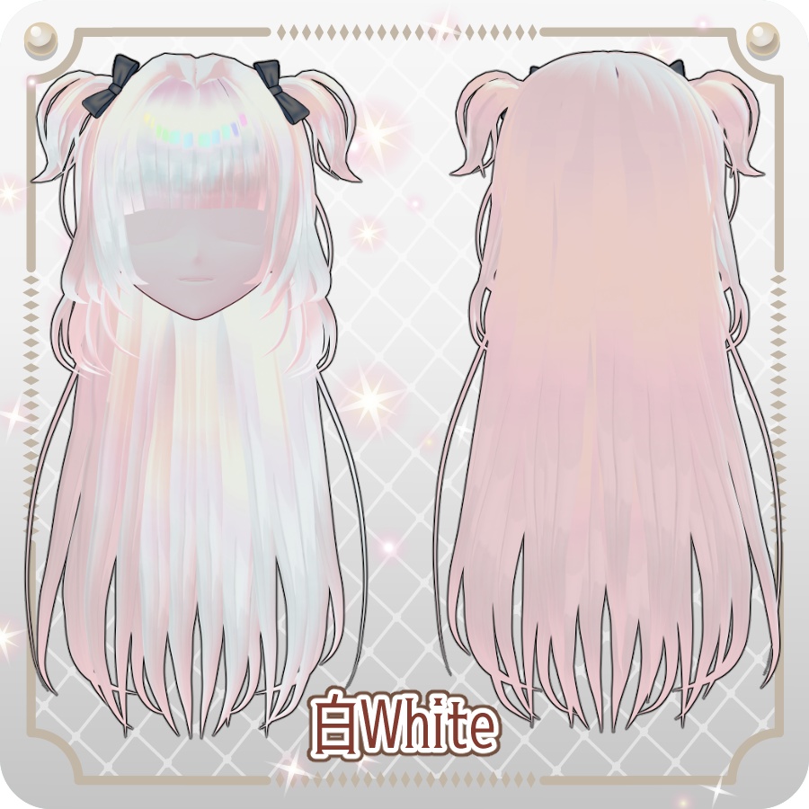 【VRoid hair preset】リボンハーフアップツインテール6色Ribbon Half-Up Twin Tails (6 Colors)