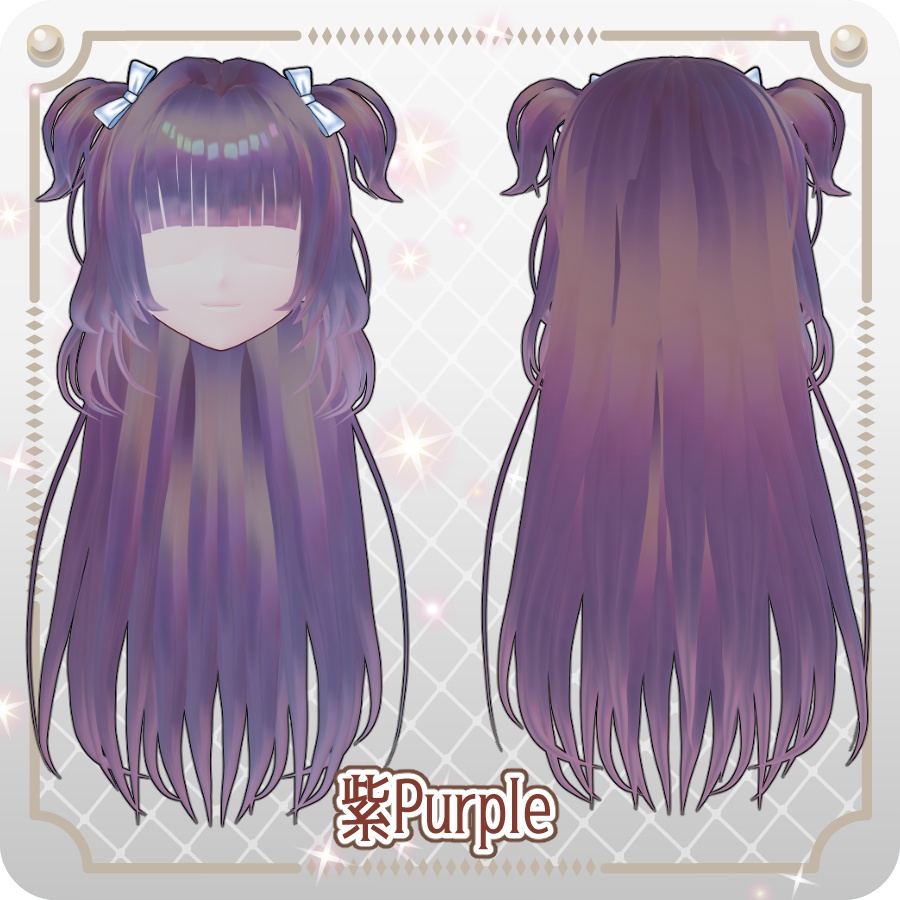 【VRoid hair preset】リボンハーフアップツインテール6色Ribbon Half-Up Twin Tails (6 Colors)