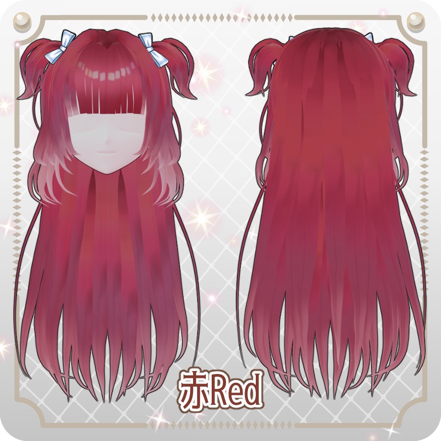 【VRoid hair preset】リボンハーフアップツインテール6色Ribbon Half-Up Twin Tails (6 Colors)