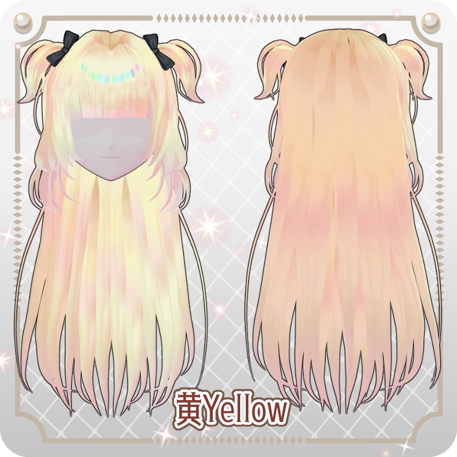 【VRoid hair preset】リボンハーフアップツインテール6色Ribbon Half-Up Twin Tails (6 Colors)