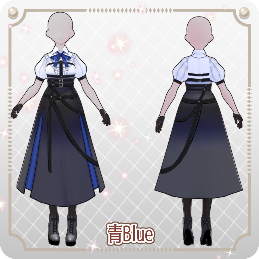 【VRoid Dress Set】ショートスリーブゴシックミリタリースカート6色Short-Sleeve Gothic Military Skirt (6 Colors)