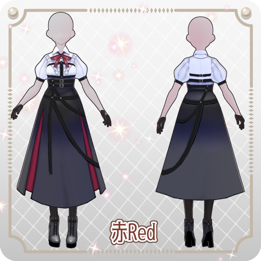 【VRoid Dress Set】ショートスリーブゴシックミリタリースカート6色Short-Sleeve Gothic Military Skirt (6 Colors)