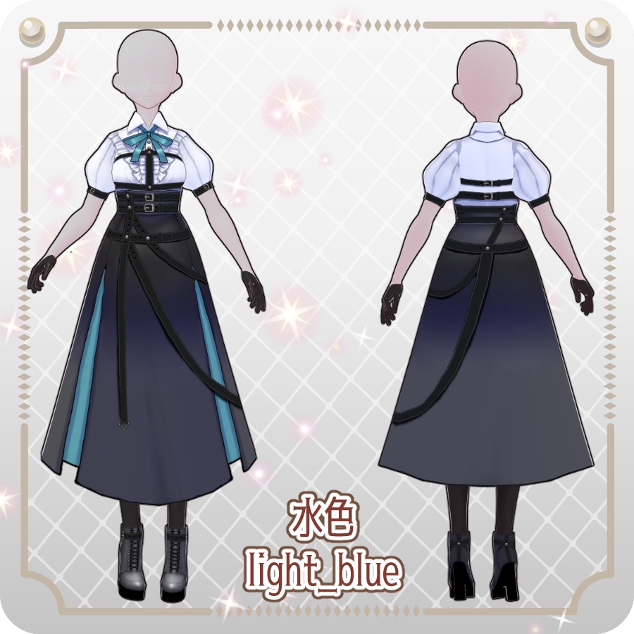 【VRoid Dress Set】ショートスリーブゴシックミリタリースカート6色Short-Sleeve Gothic Military Skirt (6 Colors)