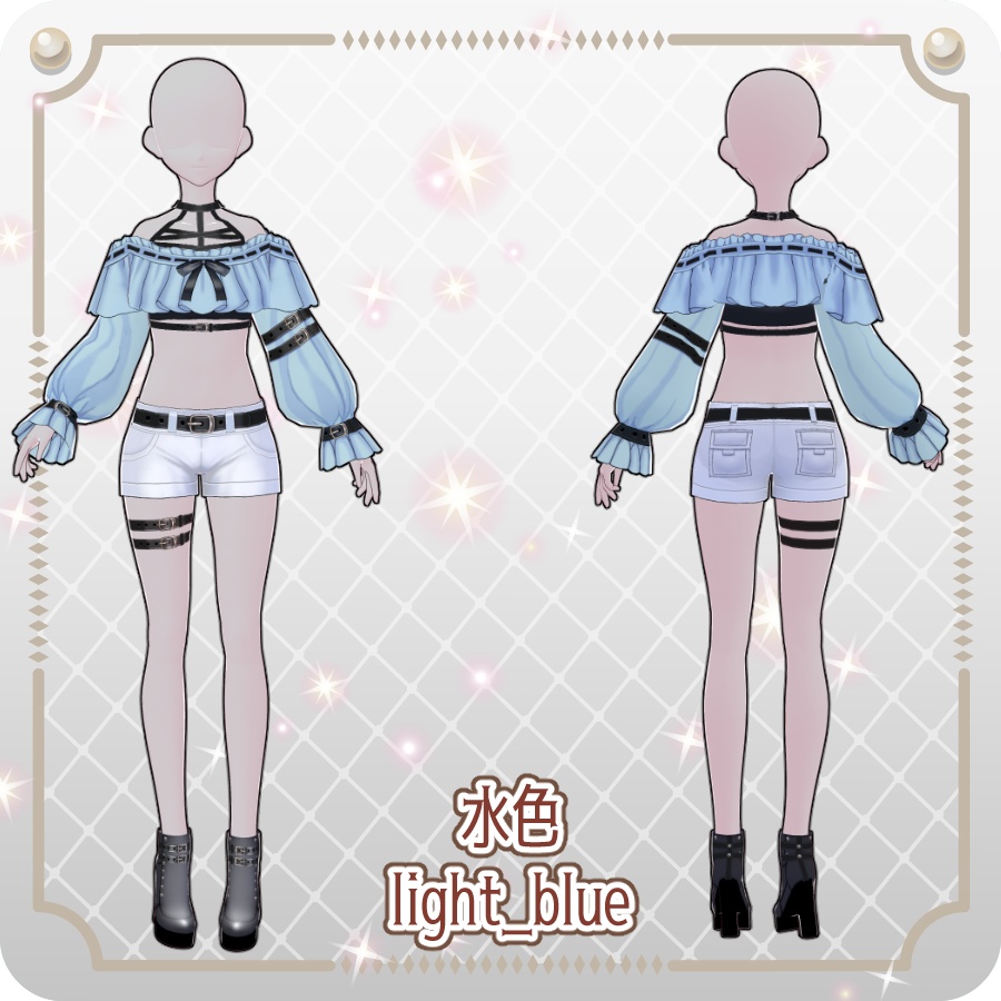 【VRoid Dress Set】ハーネスベルトフリルショートパンツ6色Harness Belt Frill Shorts (6 Colors)