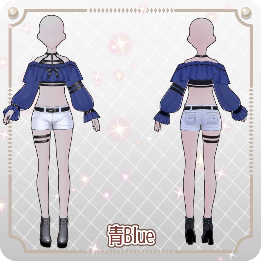【VRoid Dress Set】ハーネスベルトフリルショートパンツ6色Harness Belt Frill Shorts (6 Colors)