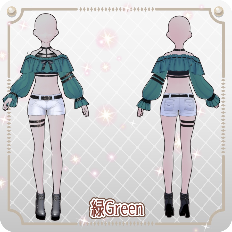 【VRoid Dress Set】ハーネスベルトフリルショートパンツ6色Harness Belt Frill Shorts (6 Colors)
