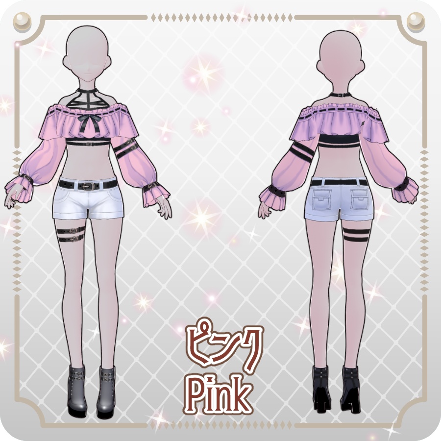 【VRoid Dress Set】ハーネスベルトフリルショートパンツ6色Harness Belt Frill Shorts (6 Colors)