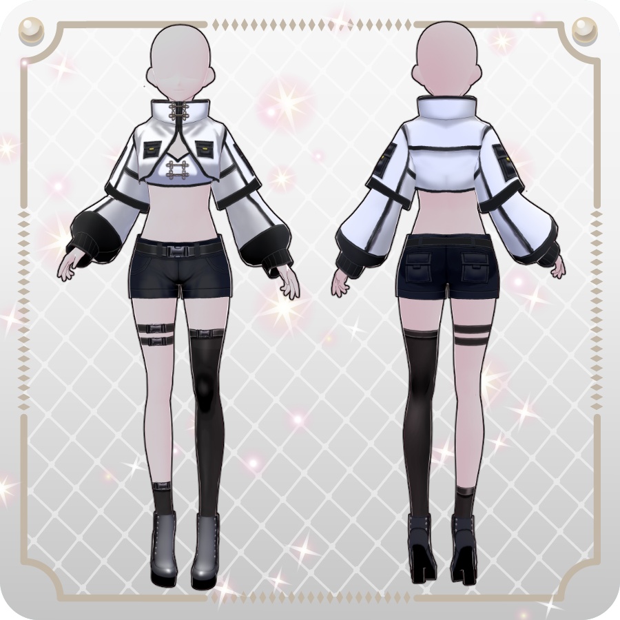 【VRoid Dress Set】ネオチャイナ ハーフパンツ6色 Neo China Shorts (6 Colors)