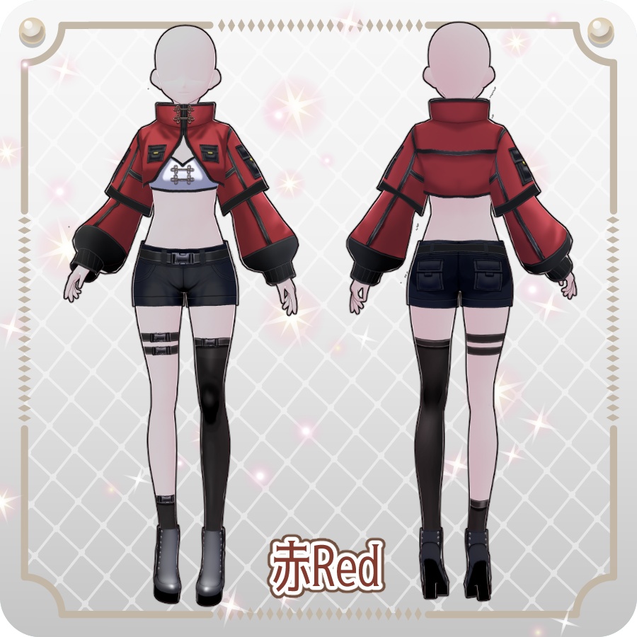 【VRoid Dress Set】ネオチャイナ ハーフパンツ6色 Neo China Shorts (6 Colors)