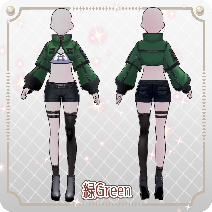 【VRoid Dress Set】ネオチャイナ ハーフパンツ6色 Neo China Shorts (6 Colors)