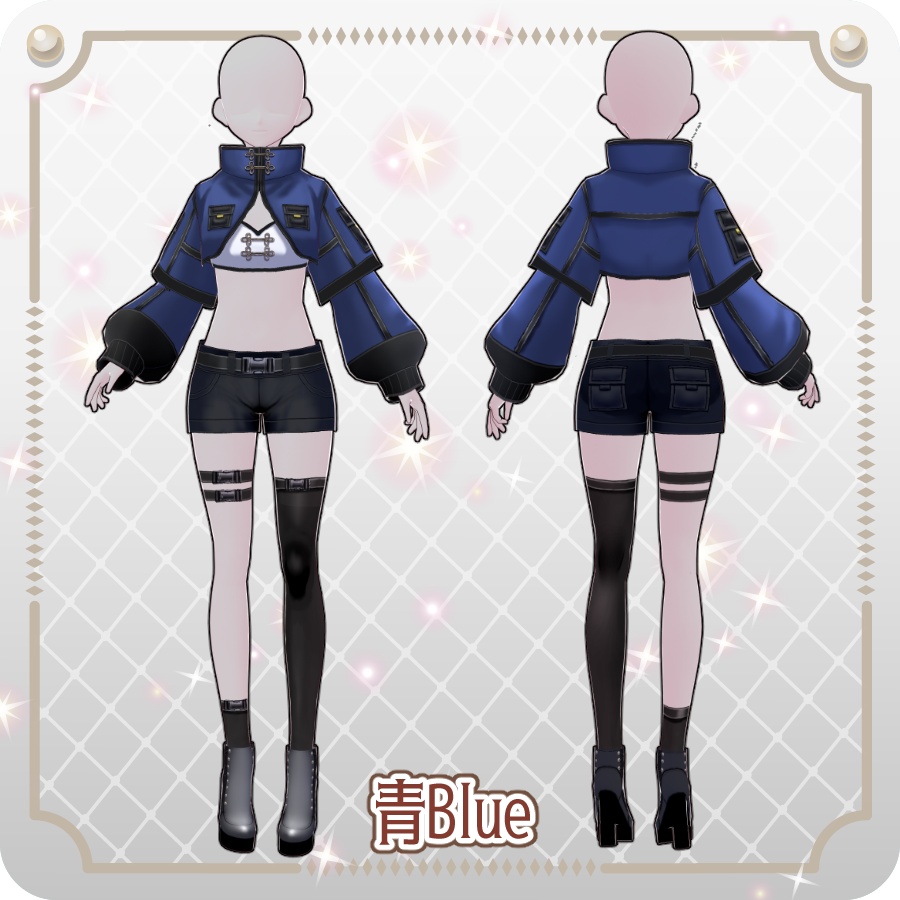 【VRoid Dress Set】ネオチャイナ ハーフパンツ6色 Neo China Shorts (6 Colors)