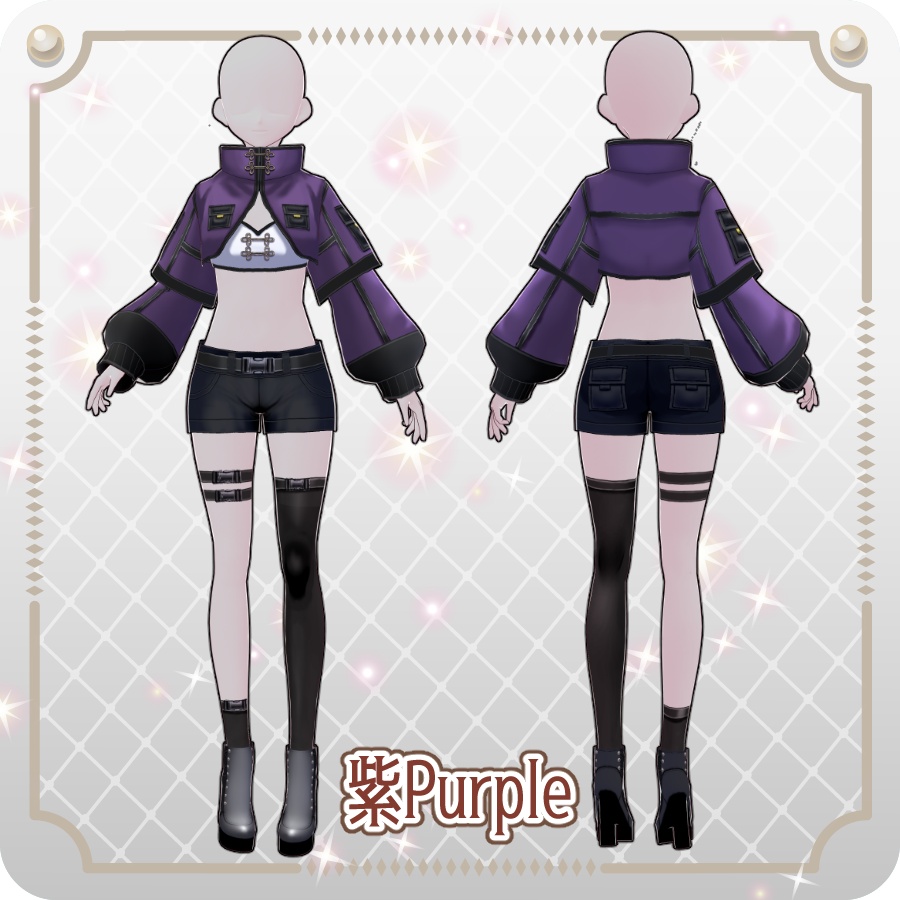 【VRoid Dress Set】ネオチャイナ ハーフパンツ6色 Neo China Shorts (6 Colors)