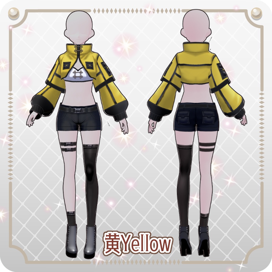 【VRoid Dress Set】ネオチャイナ ハーフパンツ6色 Neo China Shorts (6 Colors)