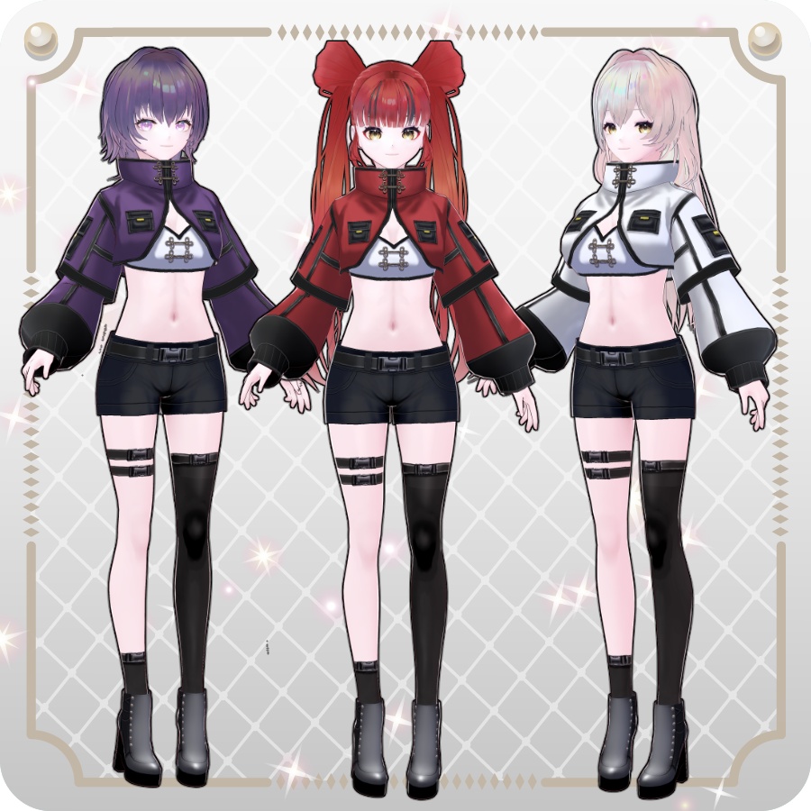 【VRoid Dress Set】ネオチャイナ ハーフパンツ6色 Neo China Shorts (6 Colors)