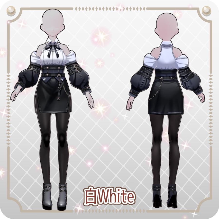 【VRoid Dress Set】ゴシックテック スリットスカート6色 Gothic Tech Slit Skirt (6 Colors)
