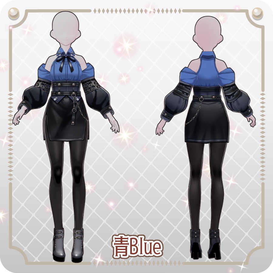 【VRoid Dress Set】ゴシックテック スリットスカート6色 Gothic Tech Slit Skirt (6 Colors)