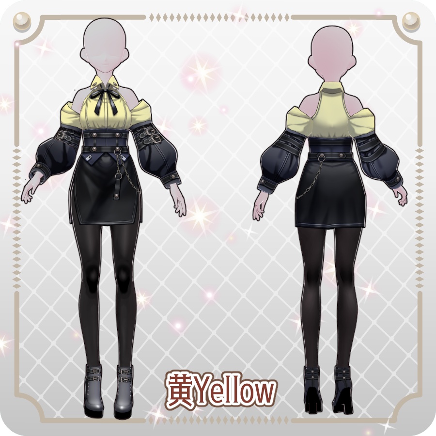 【VRoid Dress Set】ゴシックテック スリットスカート6色 Gothic Tech Slit Skirt (6 Colors)